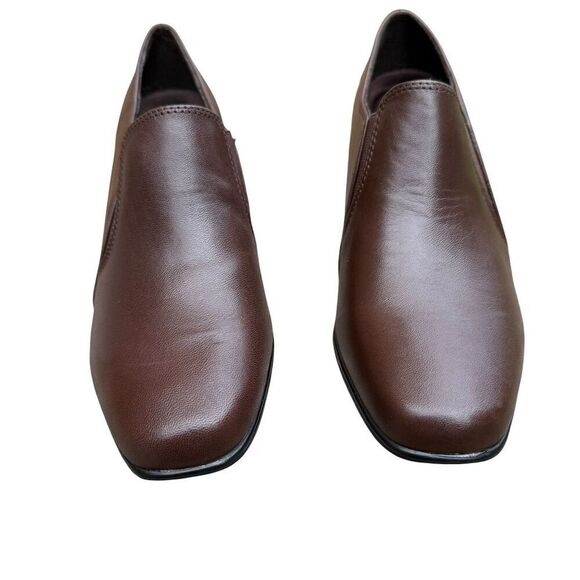 Liz Baker Women's Brown Leather Block Heel Slip On Shoes Size 8 - Picture 4 of 9